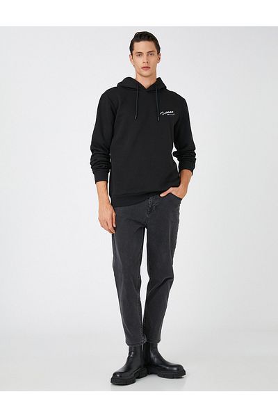 Koton Ataturk Printed Hooded Sweatshirt with Ribbon