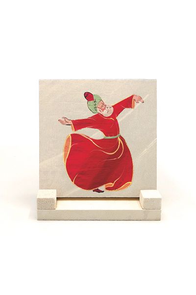 Sadrazam Whirling Dervish Printed Natural Stone Desktop 10x10 Krt-79