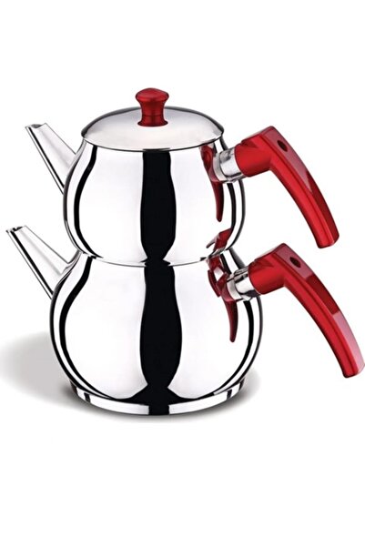 abnturk 8-10 Bardak Paslanmaz Çelik Çaydanlık Takımı Küre Model Kapsül Taban ...