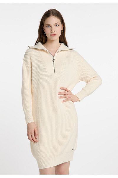 Dreimaster Vintage Strick Langarmkleid Midi Naemi