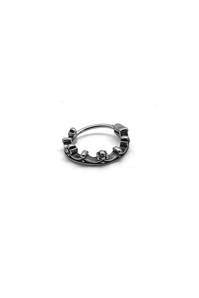 Viking Crown Royal Crown Design Thin Hoop Snap 316l Steel Men's Earrings