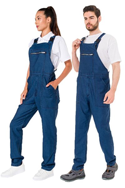 Şensel Yazlık Kot Bahçıvan Tulum, Lacivert -8e145- Askılı Tulum