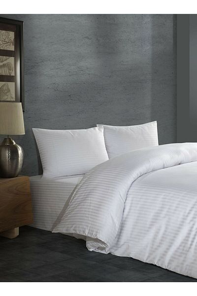 MEŞELİ TEKSTİL Double Hotel Bed Sheet Striped Polyester Satin 240x280