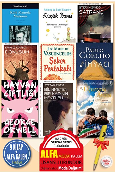 TÜRKİYE İŞ BANKASI KÜLTÜR YAYINLARI Çok Okunanlar Seti 9 Kitap (küçük Prens Sabahattin Ali Dönüşüm Uçurtma Avcısı Şeker Portakalı)
