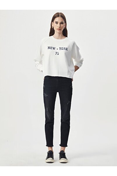 Ltb Hanorac alb cu gât rotund