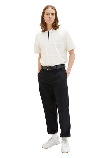 Tom Tailor Denim Ανδρικό μπλουζάκι μάλλινο λευκό πόλο με λαιμόκοψη