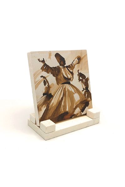 Sadrazam Natural Stone Desktop - Whirling Dervish Printed, 10x10 Krt-76