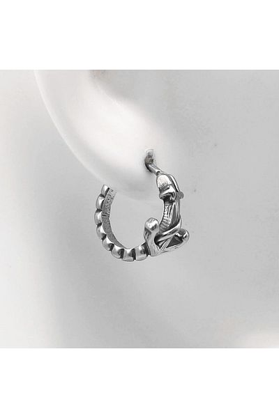 Viking Anchor Design Sailor Ring Snap-On 316l Steel Men's Earrings