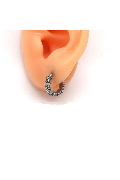 Viking Star Embroidered Modern Design Snap Ring 316l Steel Men's Earrings