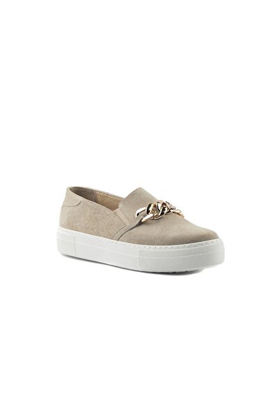 TOGO Bej Süet Kadın Sneaker Ayakkabı