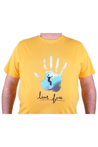 MocGrande Tricou pentru bărbați cu decolteu mare Surf 23117 Galben