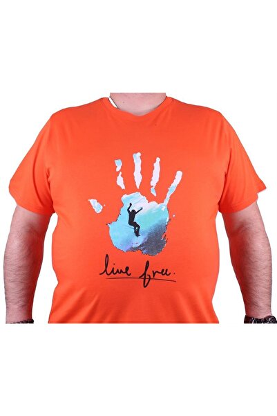 MocGrande Ανδρικό μπλουζάκι με λαιμόκοψη σε μεγάλο μέγεθος - Surf 23117 Orange