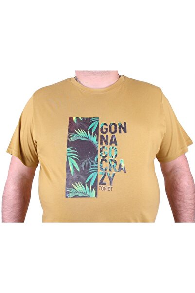 MocGrande Large Size Men's Crew Neck T-Shirt Crazy 23116 Lemon