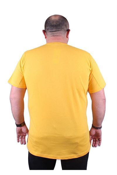 MocGrande Plus Size Men's Crew Neck T-Shirt Summer 23119 Yellow