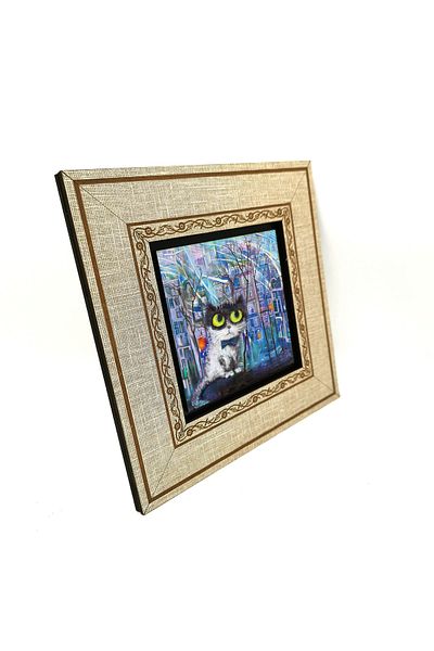 Sadrazam Tablou cu cadru MDF imprimat pisica Istanbul 20cmx20 cm Krt-066