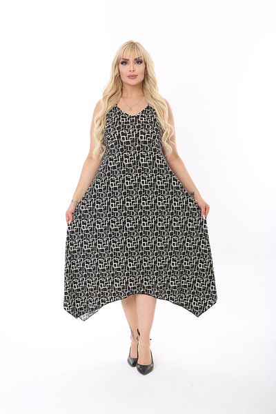mezura tekstil Summer Strappy Combed Cotton Asymmetrical Cut Plus Size Dress