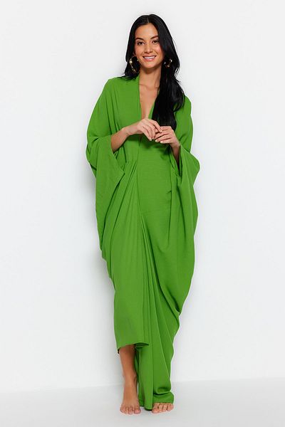 Trendyol Collection Khaki Wide Fit Maxi Woven Gathered Beach ruha TBESS23EL00274