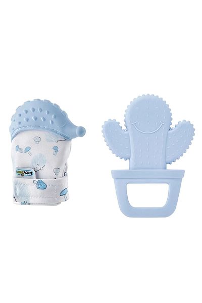 Babyjem Set of 2 Blue Teeth Scratching Teethers Hedgehog Gloves Teethers Cactus