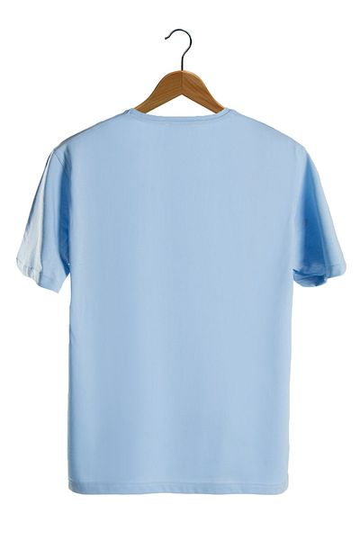 VEAVEN Tricou supradimensionat unisex, albastru deschis, cu gâtul turn, imprimat cu cărți de joc în față