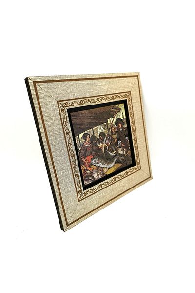 BAKSEPETE Pictură cu cadru MDF imprimat Piața de pește din Olanda 20cmx20 Cm Krt-041