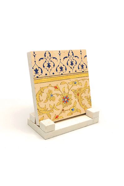Sadrazam Ottoman Gilded Pattern Printed Natural Stone Tabletop