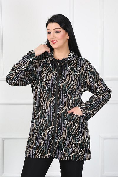 By Alba Collection Γυναικεία ζακέτα από βαμβακερή βισκόζη με σχέδιο χακί