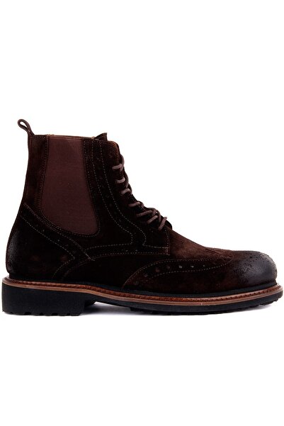 SailLakers - Чоловічі черевики з коричневого замшу на шнурівці 102-3549-7457E