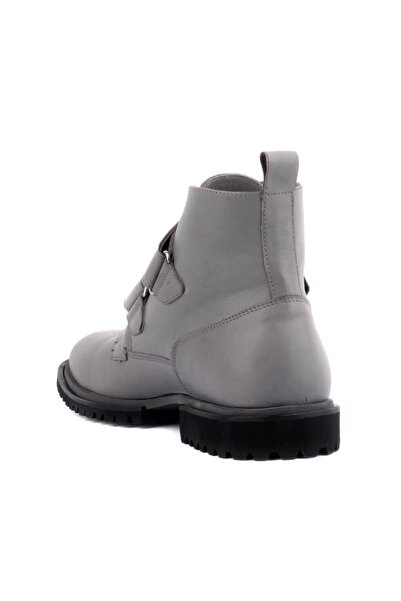 SailLakers - Gray Leather Velcro Men's Boots 102-3657-8-1155