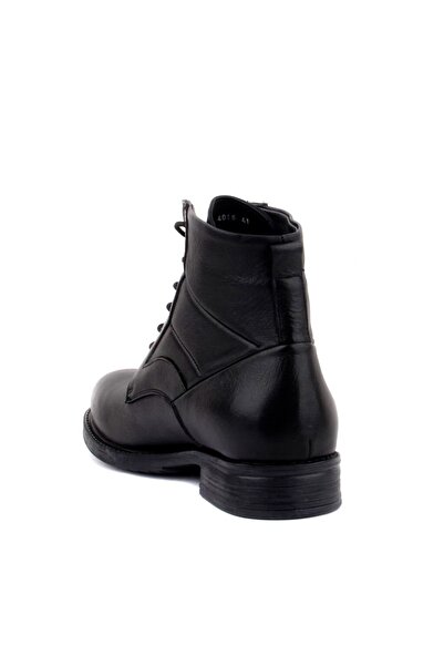 SailLakers - Μαύρα δερμάτινα ανδρικά μποτάκια με κορδόνια 102-4016-GOL