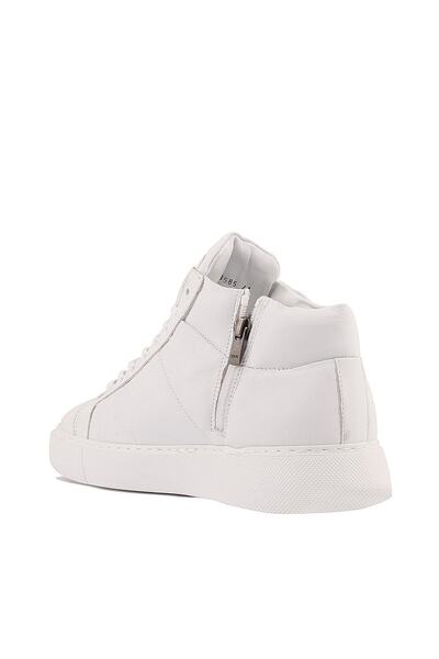 SailLakers - Beyaz Deri Erkek Fermuarlı Bot 102-3585-HE1065