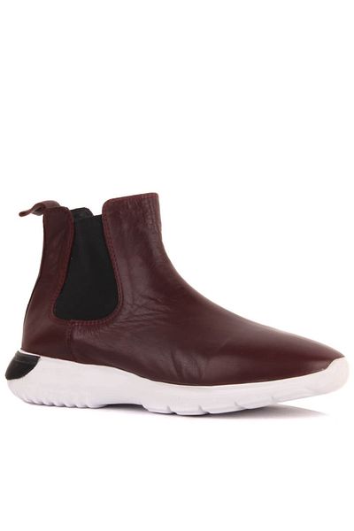 SailLakers - Claret Red Leather Men's Chelsea Boots Without Zipper