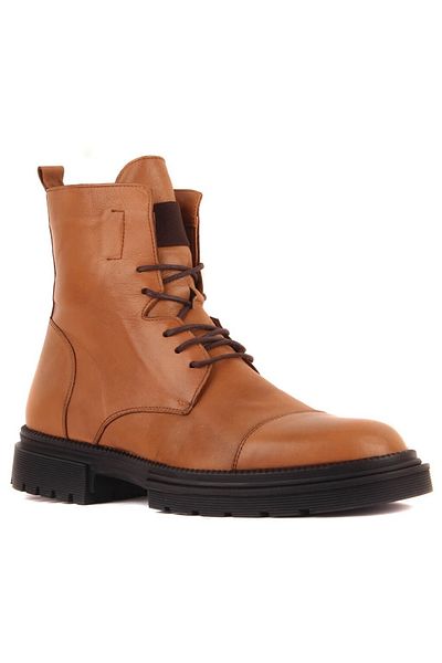 SailLakers - Tan Leather, Lace-up, Zippered Men's Boots