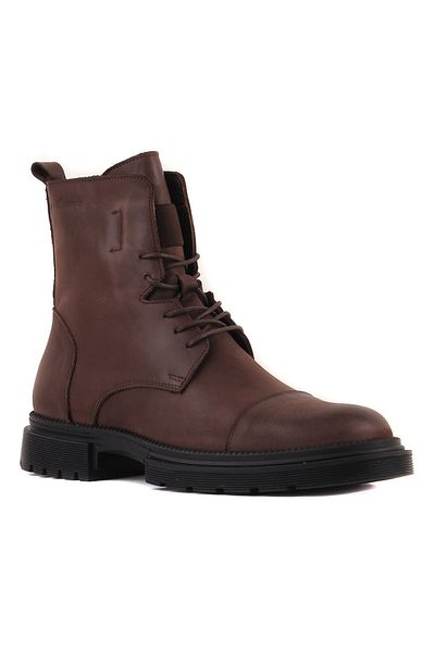 SailLakers - Brown Leather, Lace-up, Zippered Men's Boots