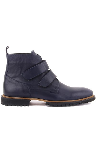 SailLakers - Navy Blue Leather Velcro Eva Sole Men's Boots