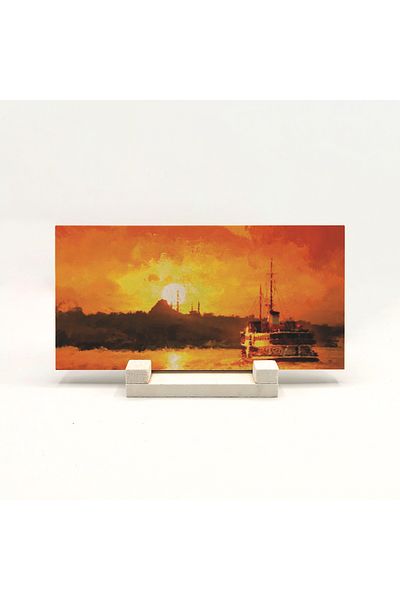 BAKSEPETE Istanbul Silhouette Printed Natural Stone Tabletop