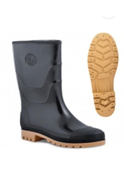 POLI Pvc Çizme Diz Altı Uzun Konç Bahçe Tarla Inşaat Çizmesi Siyah