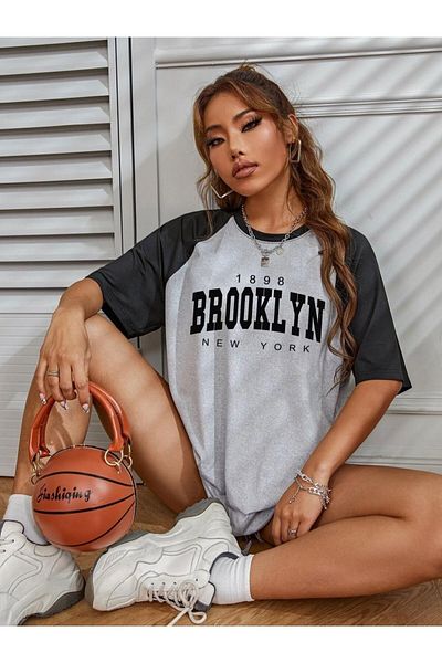 Keywest Μπλουζάκι Unisex με στάμπα Brooklyn σε γκρι χρώμα
