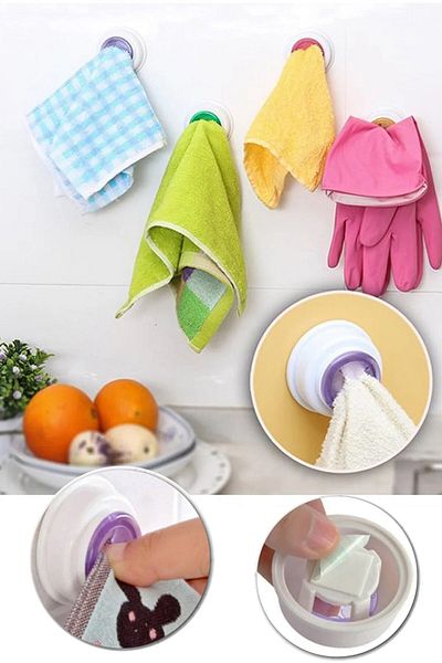 Bayev Silicone 2-Piece Kitchen Towel - Adhesive Cloth Holder Hanger, Bathroom Hanger