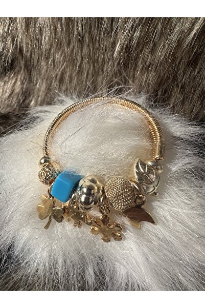 Everglow Jewelry Charm Detaylı Gold Çelik Bileklik