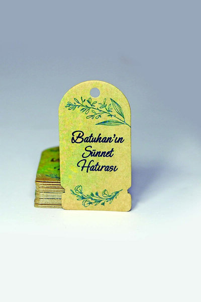 Vice Печатни етикети от крафт картон / етикети за обрязване / етикети за рожден ден - Mevlüt 100 броя (3,5 X 6,5 см)