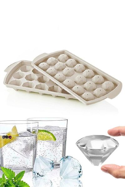 Dükkanönü 18 Compartment Diamond Shape Ice Mold Practical Ice Box with Lid Kp-150