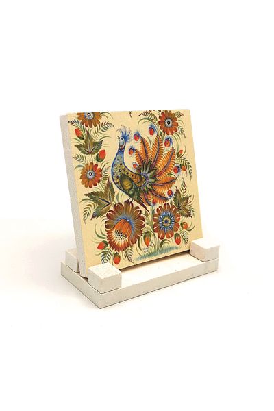 Sadrazam Peacock Printed Natural Stone Tabletop