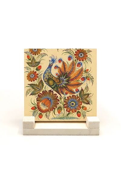 Sadrazam Peacock Printed Natural Stone Tabletop