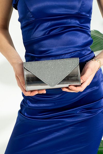 bibags Βραδινή τσάντα φόρεμα Platinum Glitter Τσάντα Clutch Portfolio