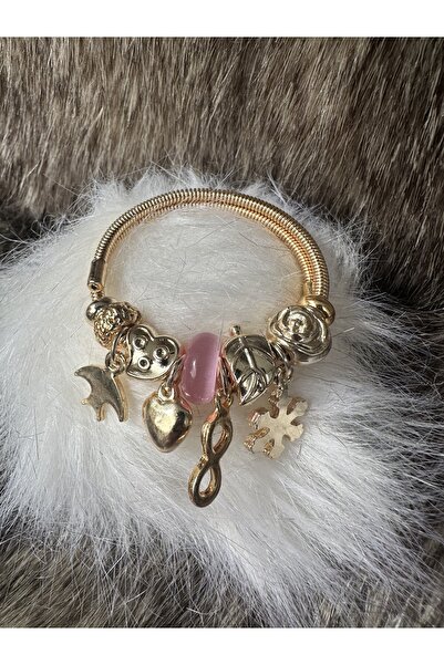 Everglow Jewelry Charm Detaylı Gold Çelik Bileklik
