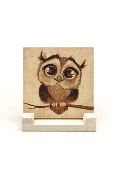 Sadrazam Owl Printed Natural Stone Tabletop
