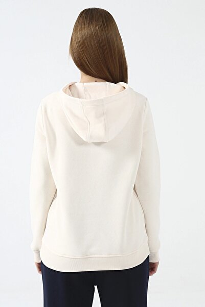 U.S. Polo Assn. Kapüşon Yaka Baskılı Bej Kadın Sweatshırt Gızmo-sk022