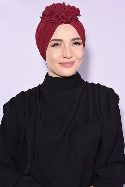 Ns nowascarf Rose Shirred Double Sided Bonnet Red - Red