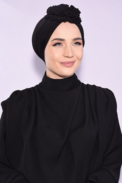 Ns nowascarf Rose Gathered Double Sided Bonnet Black - Black