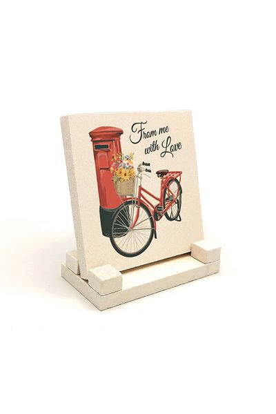 Sadrazam Natural Stone Desktop with Dutch Bicycle Image Printed